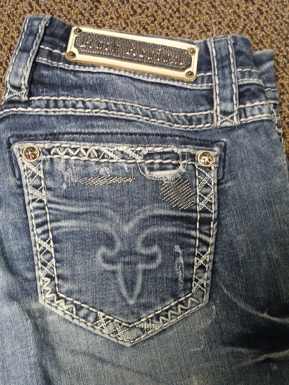 Dark Blue Embroidered Women's Jeans